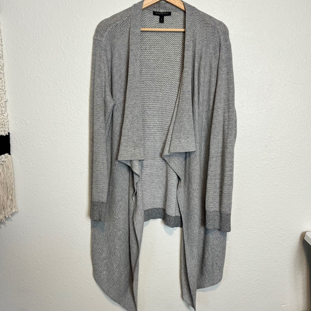 Banana Republic Petite L Gray Knit Waterfall Duster Cardigan Sweater‎